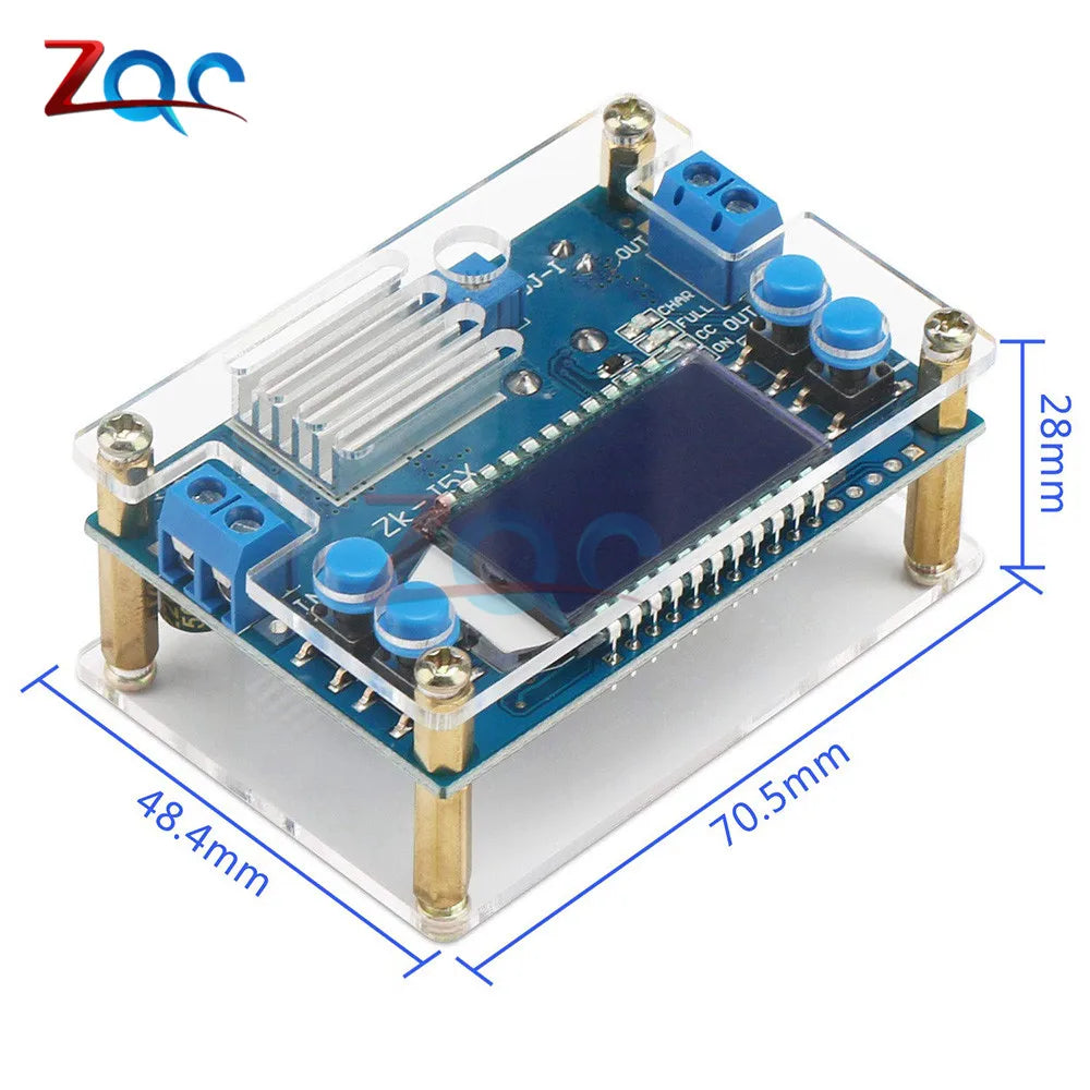 Módulo Fuente Alimentación Buck Ajustable DC 6.5-36V a 1.2-32V 5A CC/CV con Display LCD Digital y Carcasa