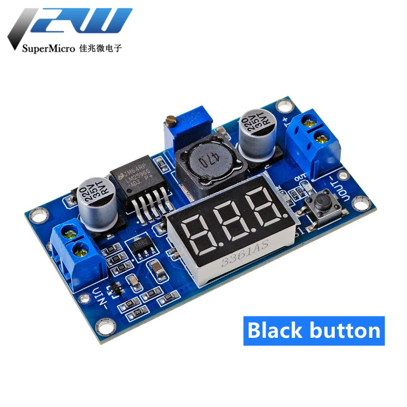 Módulo Convertidor Buck LM2596 DC-DC 3A Ajustable Step-Down con Voltímetro LED Azul