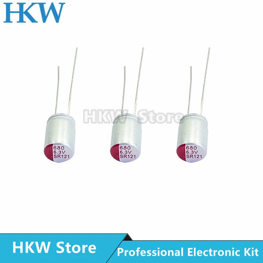Capacitor Electrolítico Sólido DIP Bajo ESR (100uF-1000uF, 6.3V-50V) - Pack 10 Unidades (Valores Surtidos)