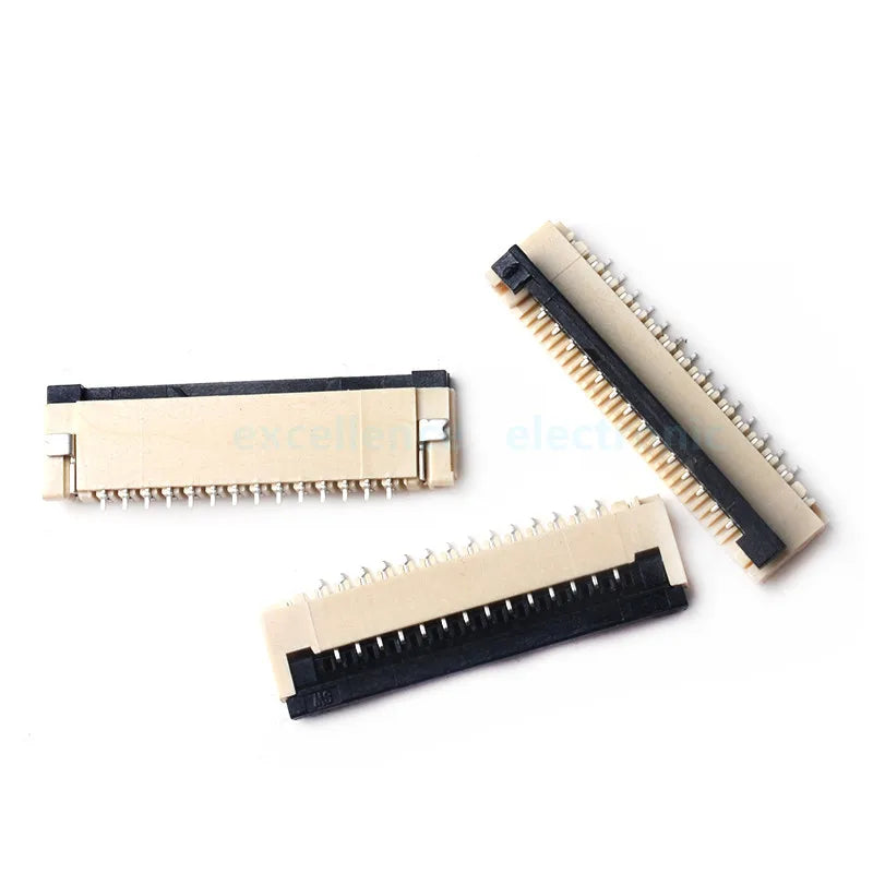 50pcs/Box 1mm Pitch Flip Type Under Clamshell Socket FPC FFC Flat Cable Connector 4P 6P 8P 10P 12P 14P 16P 20P 22P 24P Kits