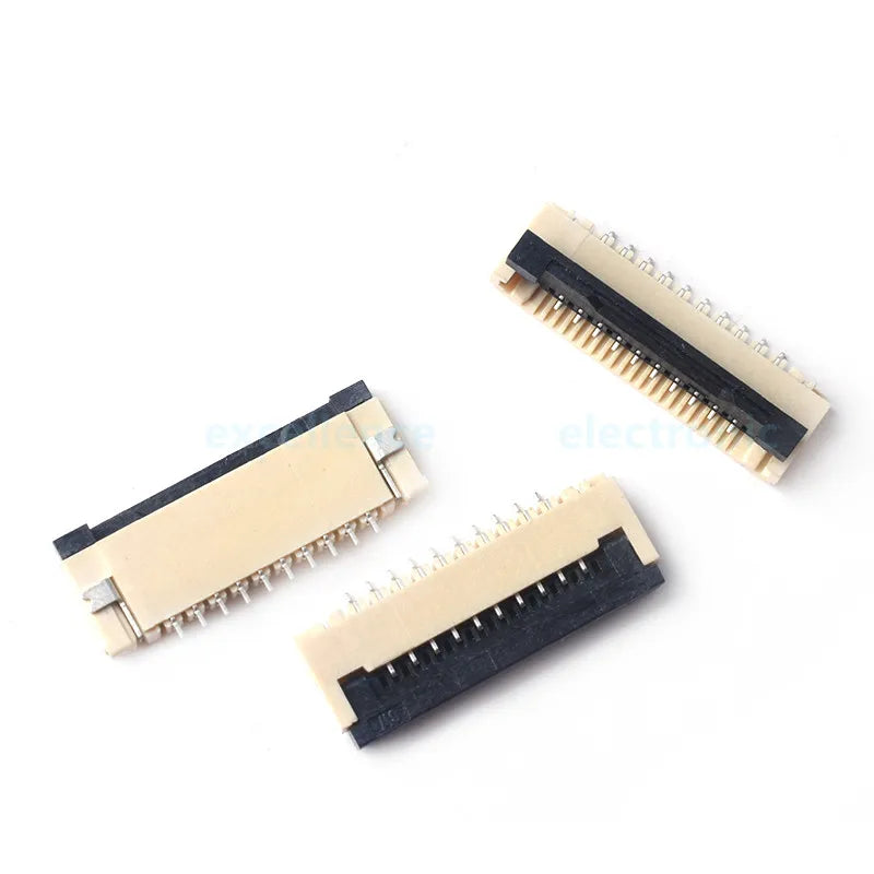 50pcs/Box 1mm Pitch Flip Type Under Clamshell Socket FPC FFC Flat Cable Connector 4P 6P 8P 10P 12P 14P 16P 20P 22P 24P Kits