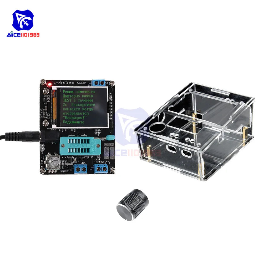 Tester Transistor DIYMORE GM328A (Ruso/Inglés) - Medidor Resistencia, Inductancia, Capacitancia, ESR (con Case)