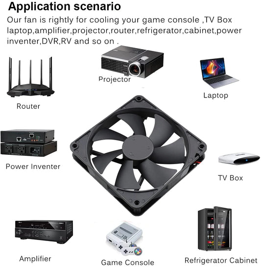 Ventilador Gdstime 140mm (5V/12V/24V, 2PIN/USB, Rodamiento Bola/Buje) para Gabinete PC/CPU Laptop (140x140x25mm)