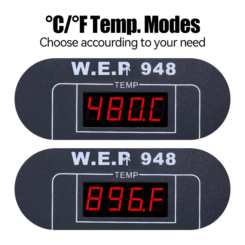 WEP 948 Suction Tin Gun Desoldering Station 90W with Auto Shutoff, Variable Precise Temperature ºC/°F display, Sleep
