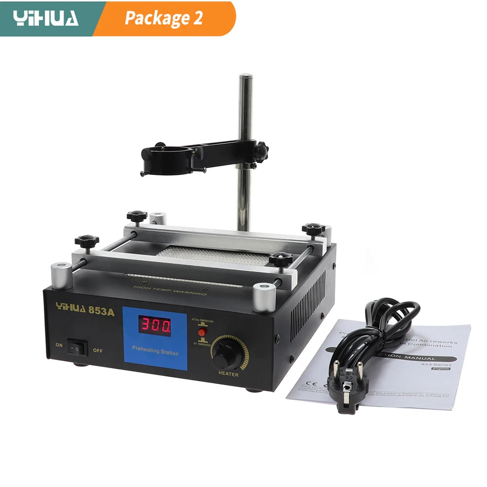YIHUA 853A SMD BGA Rework Soldering Station Preheating Desoldering Welding Tools PCB Holder Rework Soldering Station Bottom Heat
