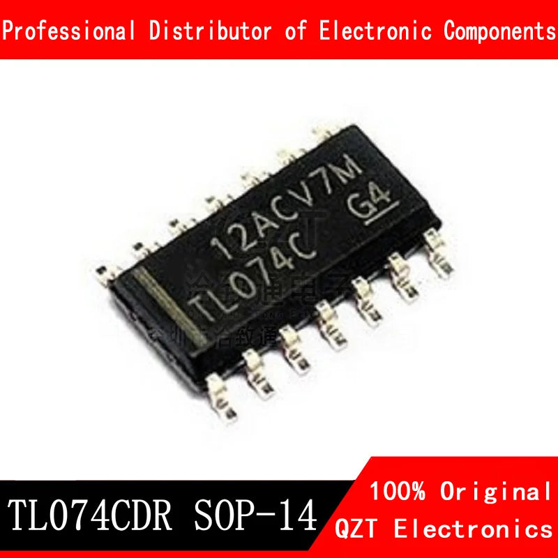 IC Amplificador Operacional JFET Quad TL074CDT SMD SOP-14 - Lote 10 Piezas