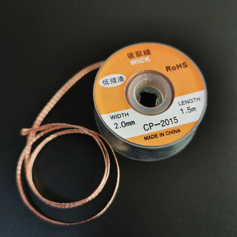 Alambre Malla Desoldadora Trenzada para Removedor Soldadura (2.0mm/3.5mm, 1.5m) Herramienta Reparación (1 Unidad)