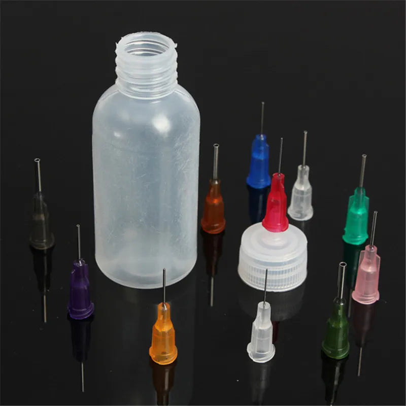 30ml/50ml Transparent Glue Bottle Polyethylene Needle Dispenser Dispensing Bottle for Rosin Solder Flux Paste With 11 Needles