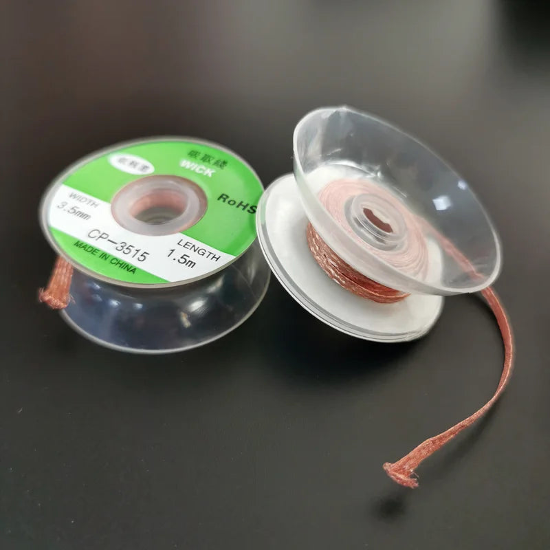 Alambre Malla Desoldadora Trenzada para Removedor Soldadura (2.0mm/3.5mm, 1.5m) Herramienta Reparación (1 Unidad)