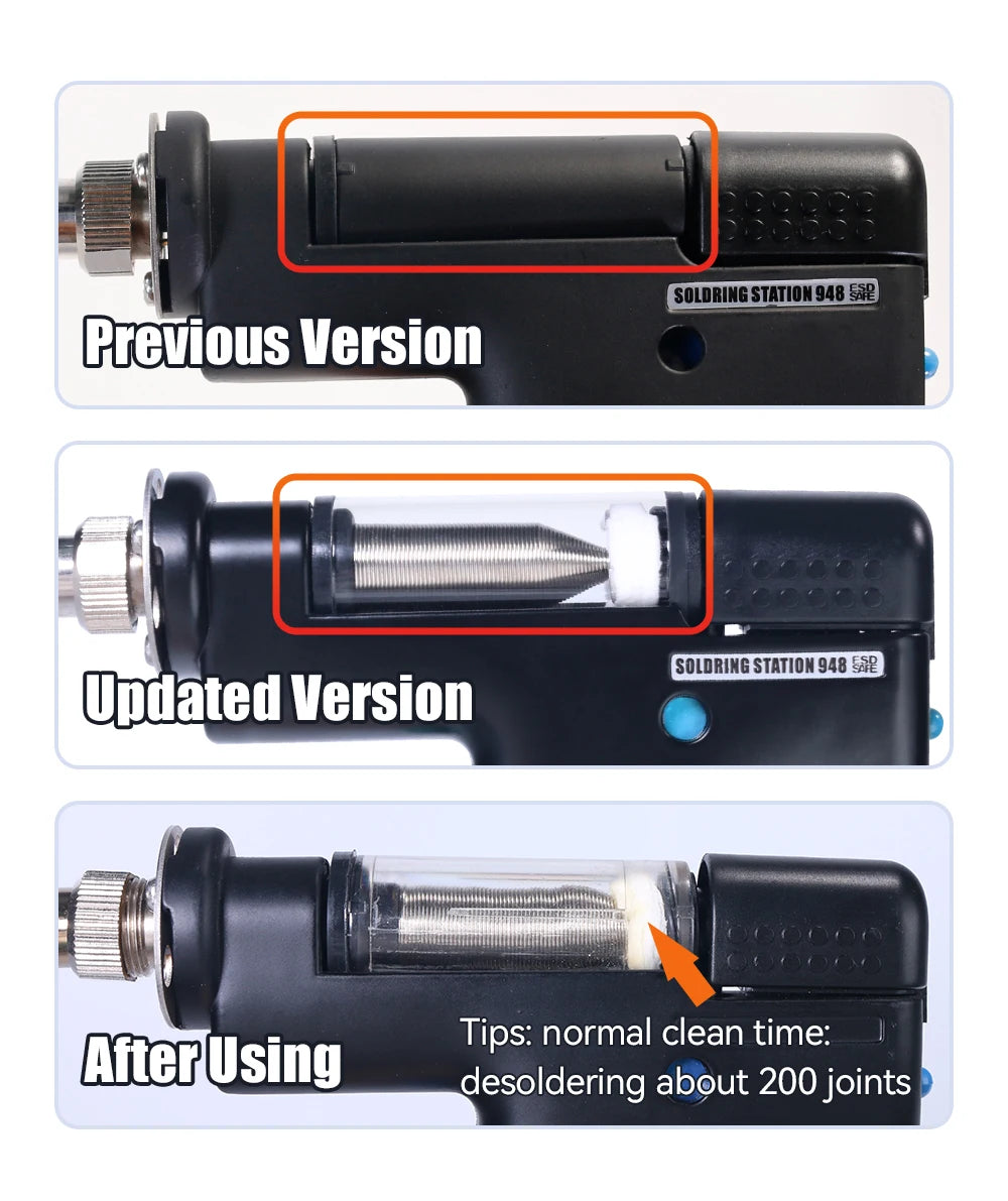 WEP 948 Suction Tin Gun Desoldering Station 90W with Auto Shutoff, Variable Precise Temperature ºC/°F display, Sleep