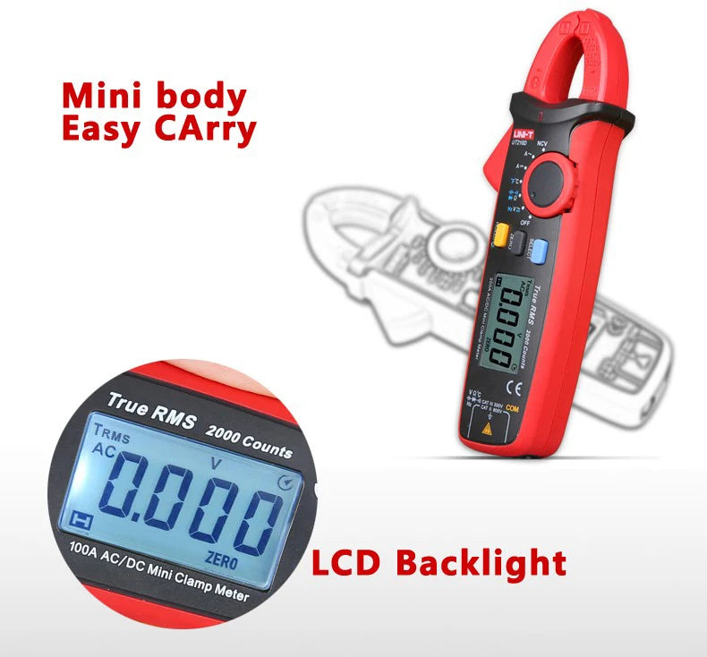 Pinza Amperimétrica Digital UNI-T UT210E/UT210D/UT210C - Mini Clamp Multímetro True RMS AC, Auto Rango