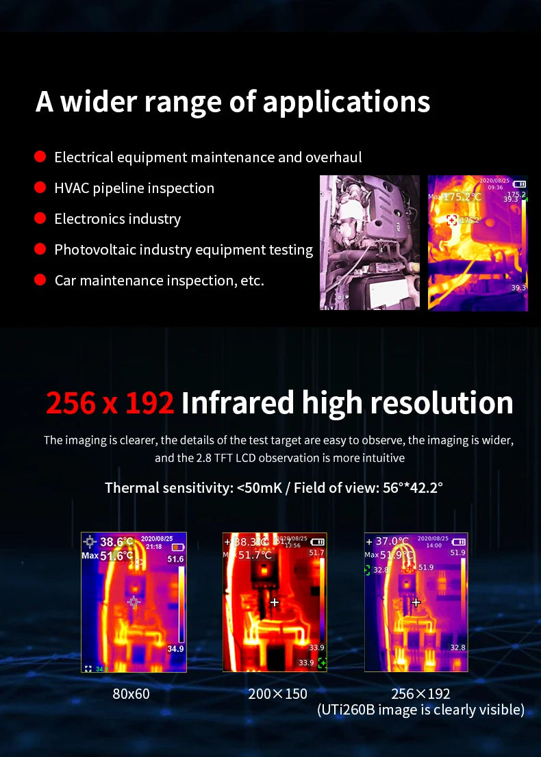 Cámara Termográfica Industrial UNI-T UTi260B HD (256x192) - Imagen Térmica Mantenimiento Eléctrico/Circuitos