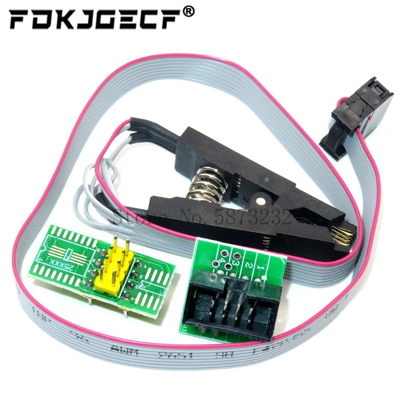 Clip Test SOIC8/SOP8 para Programación In-Circuit EEPROM (93CXX/25CXX/24CXX) + 2 Adaptadores (Versión Actualizada)