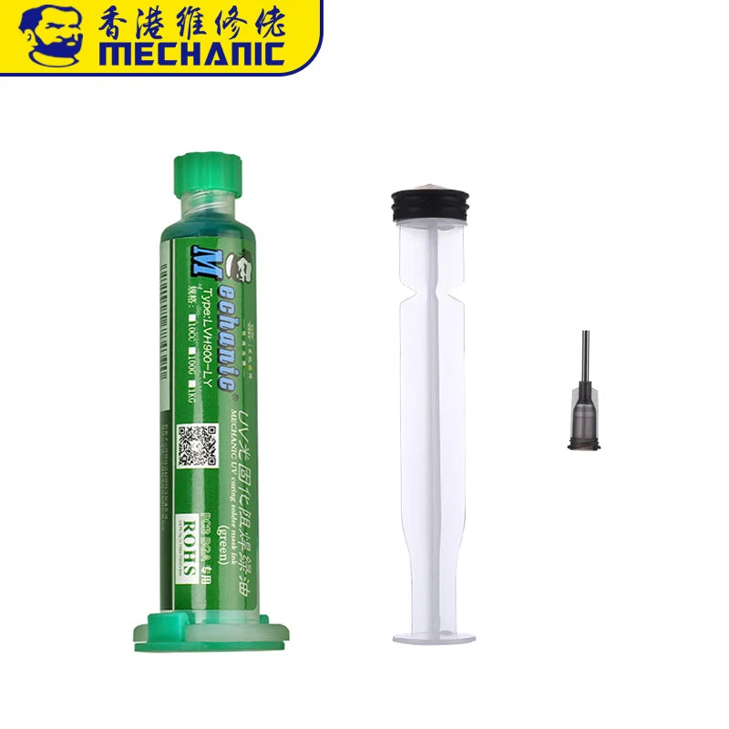Tinta Máscara Soldadura UV Mechanic (Verde) para PCB BGA (Previene Corrosión/Arcos)
