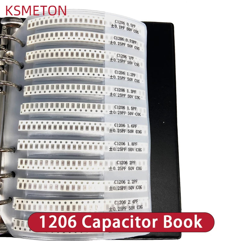 Libro Muestras Capacitores SMD (0201, 0402, 0603, 0805, 1206) Kit Surtido 1nF-10uF