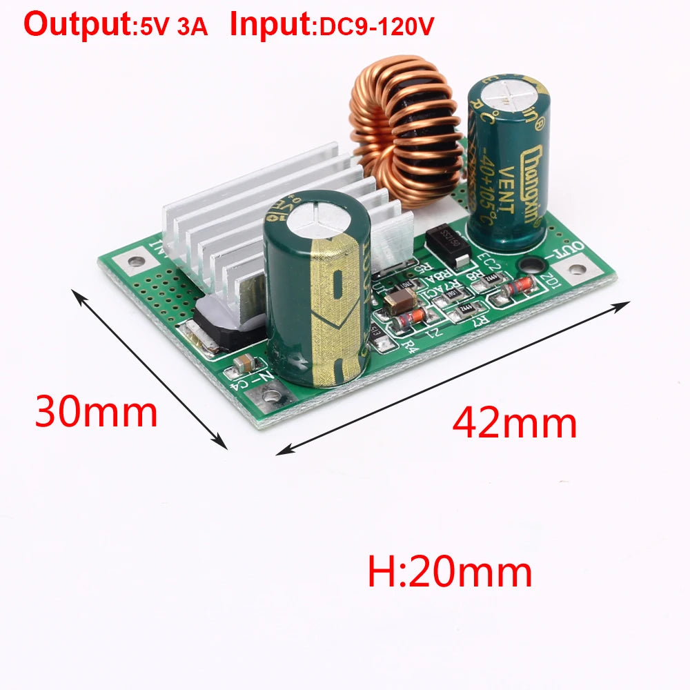 Módulo Convertidor Buck DC 9V-120V a 5V 3A Step-Down (No Boost)