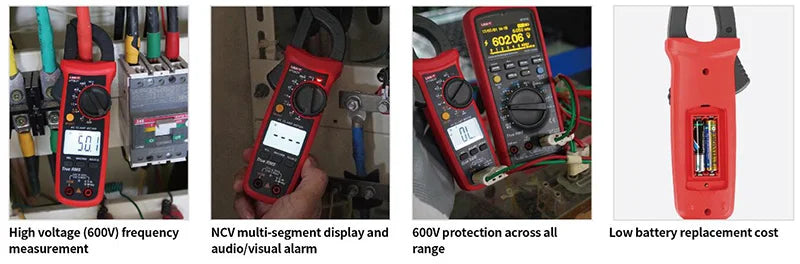 Pinza Amperimétrica Digital UNI-T UT204+ / UT202A+ (600A AC) - Tester Eléctrico Profesional True RMS, NCV, Auto Rango