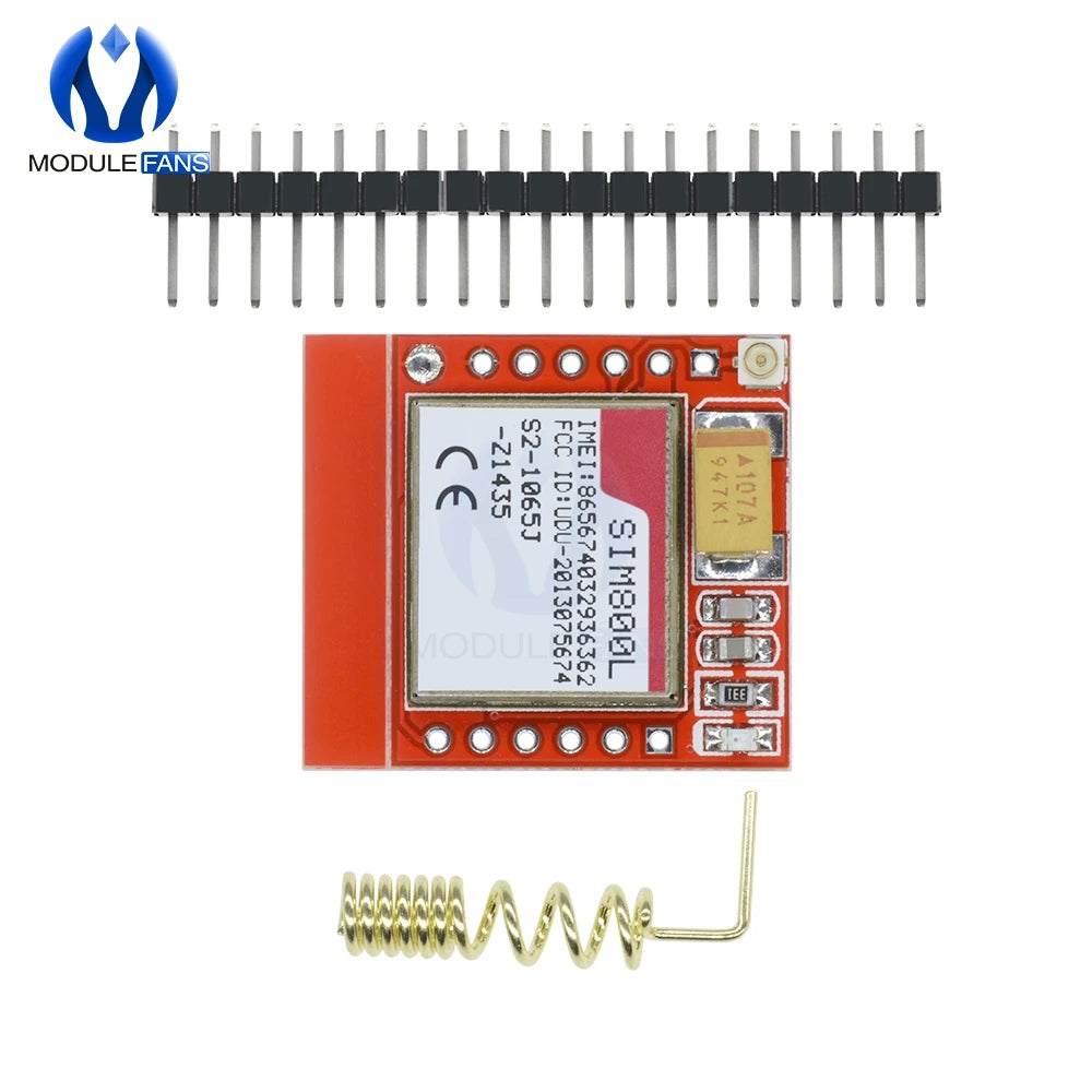 Módulo GSM/GPRS/GPS SIM800L Pequeño (MicroSIM, Quad-Band, 3.7V-4.2V, Serial TTL) Placa Core con Antena