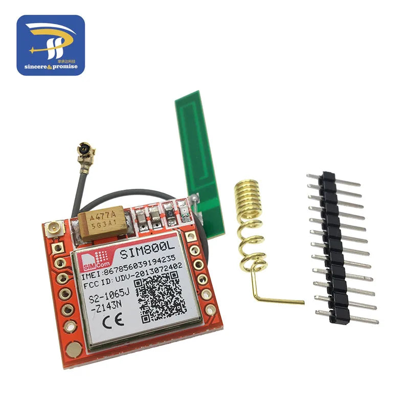 Kit Módulo GSM/GPRS SIM800L Pequeño (MicroSIM, Quad-Band, Serial TTL) Placa Core con Antena DIY