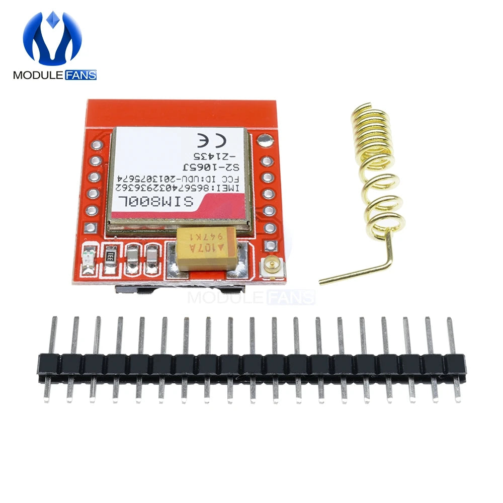 Módulo GSM/GPRS/GPS SIM800L Pequeño (MicroSIM, Quad-Band, 3.7V-4.2V, Serial TTL) Placa Core con Antena