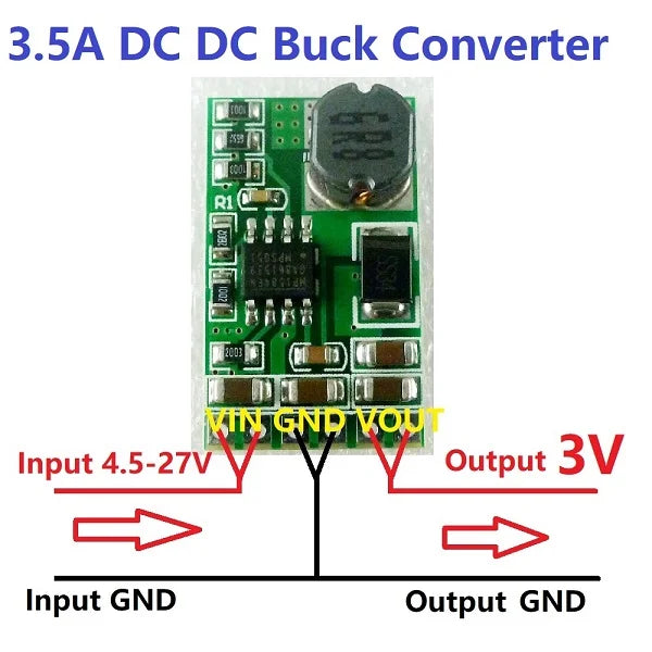 Módulo Convertidor Buck DC-DC 3.5A 4.5V-27V a 3V-12V Step-Down Regulador Voltaje