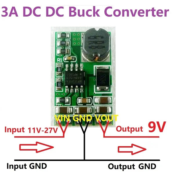 Módulo Convertidor Buck DC-DC 3.5A 4.5V-27V a 3V-12V Step-Down Regulador Voltaje