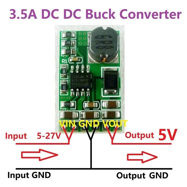 Módulo Convertidor Buck DC-DC 3.5A 4.5V-27V a 3V-12V Step-Down Regulador Voltaje