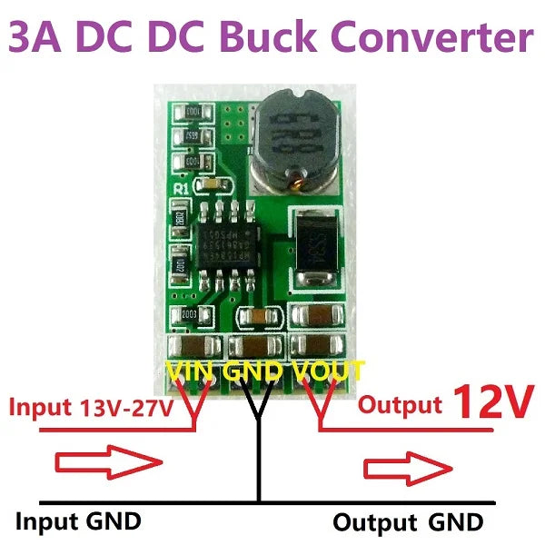 Módulo Convertidor Buck DC-DC 3.5A 4.5V-27V a 3V-12V Step-Down Regulador Voltaje