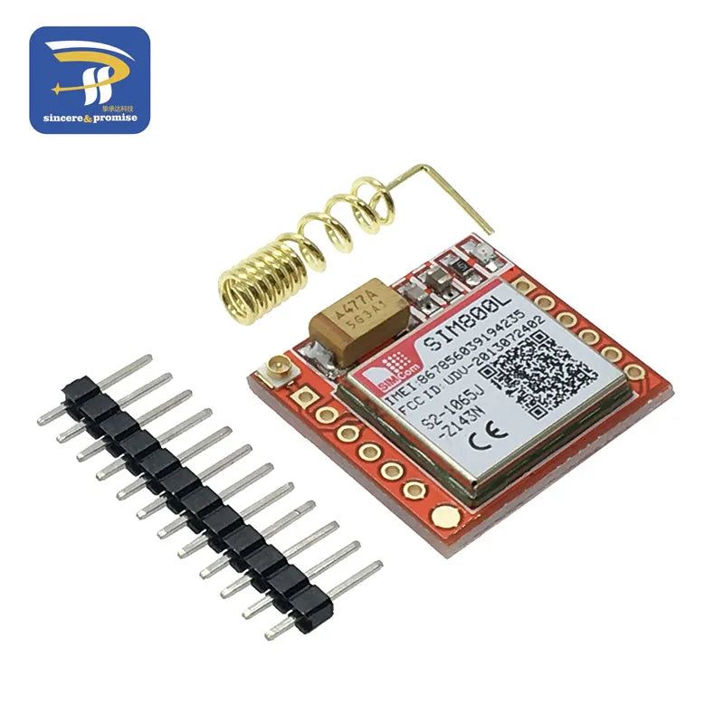 Kit Módulo GSM/GPRS SIM800L Pequeño (MicroSIM, Quad-Band, Serial TTL) Placa Core con Antena DIY