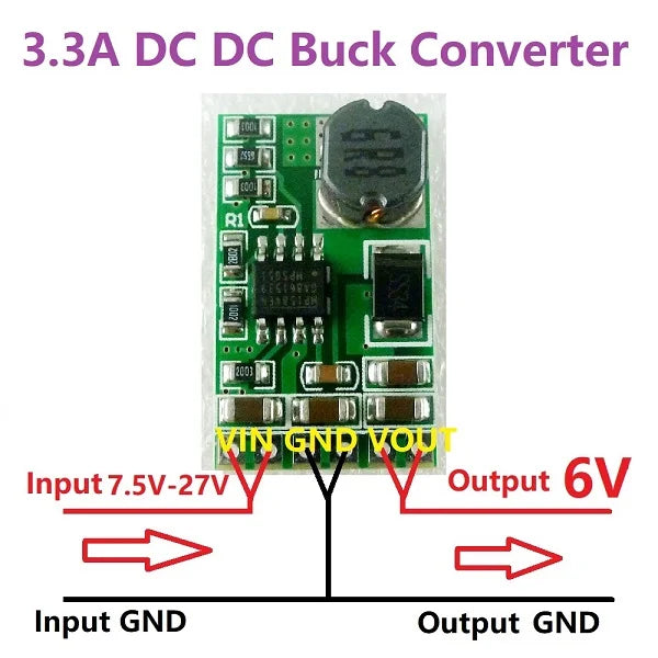 Módulo Convertidor Buck DC-DC 3.5A 4.5V-27V a 3V-12V Step-Down Regulador Voltaje