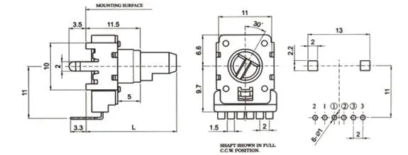 6 - Pin Dual Channel Audio Mixer Potentiometer 103 B10K RK1114GH 10K 50K
