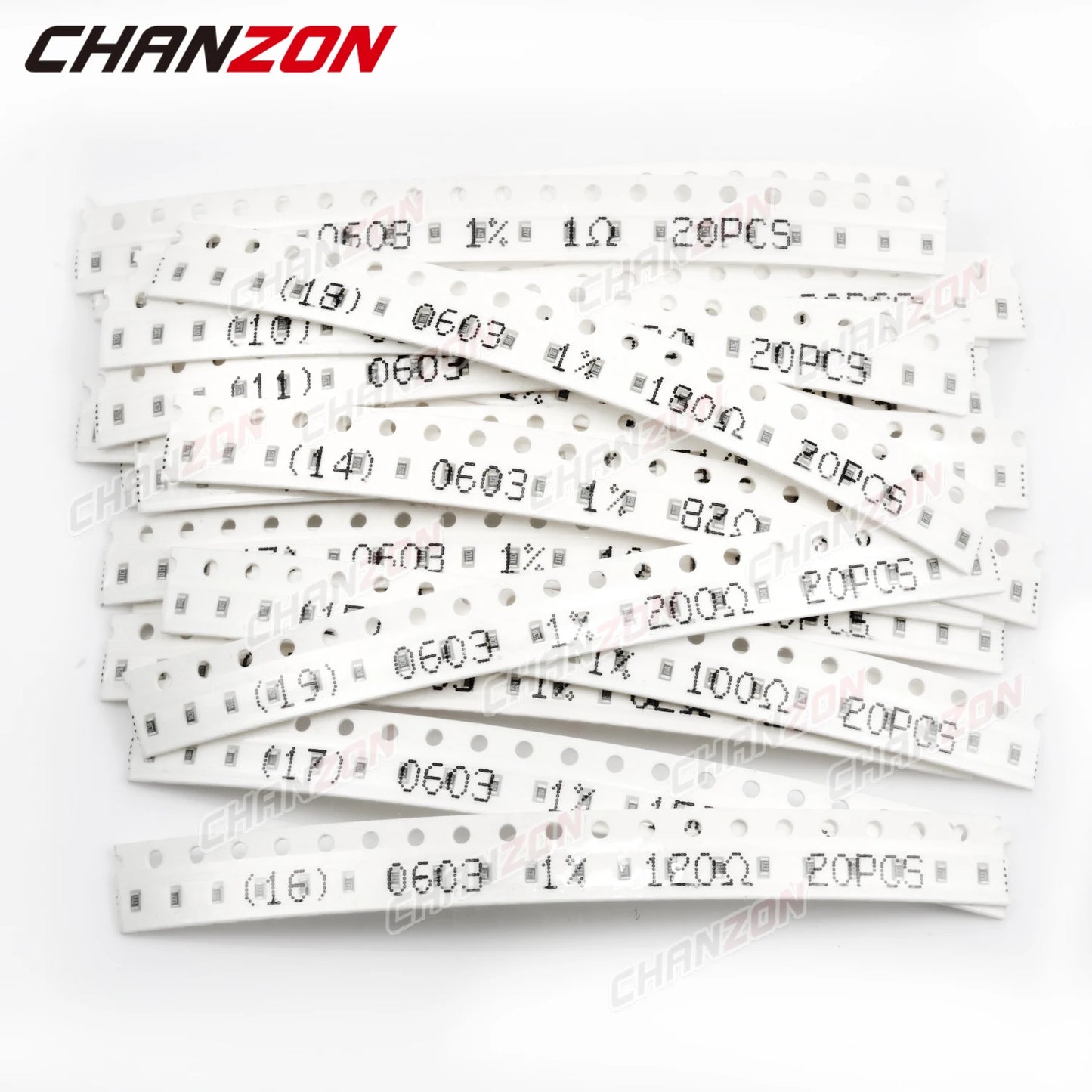 Kit Surtido Resistencias Chip SMD 0603 1% 1/10W - 60 Valores (0Ω a 10MΩ) (Total 1200 Piezas)