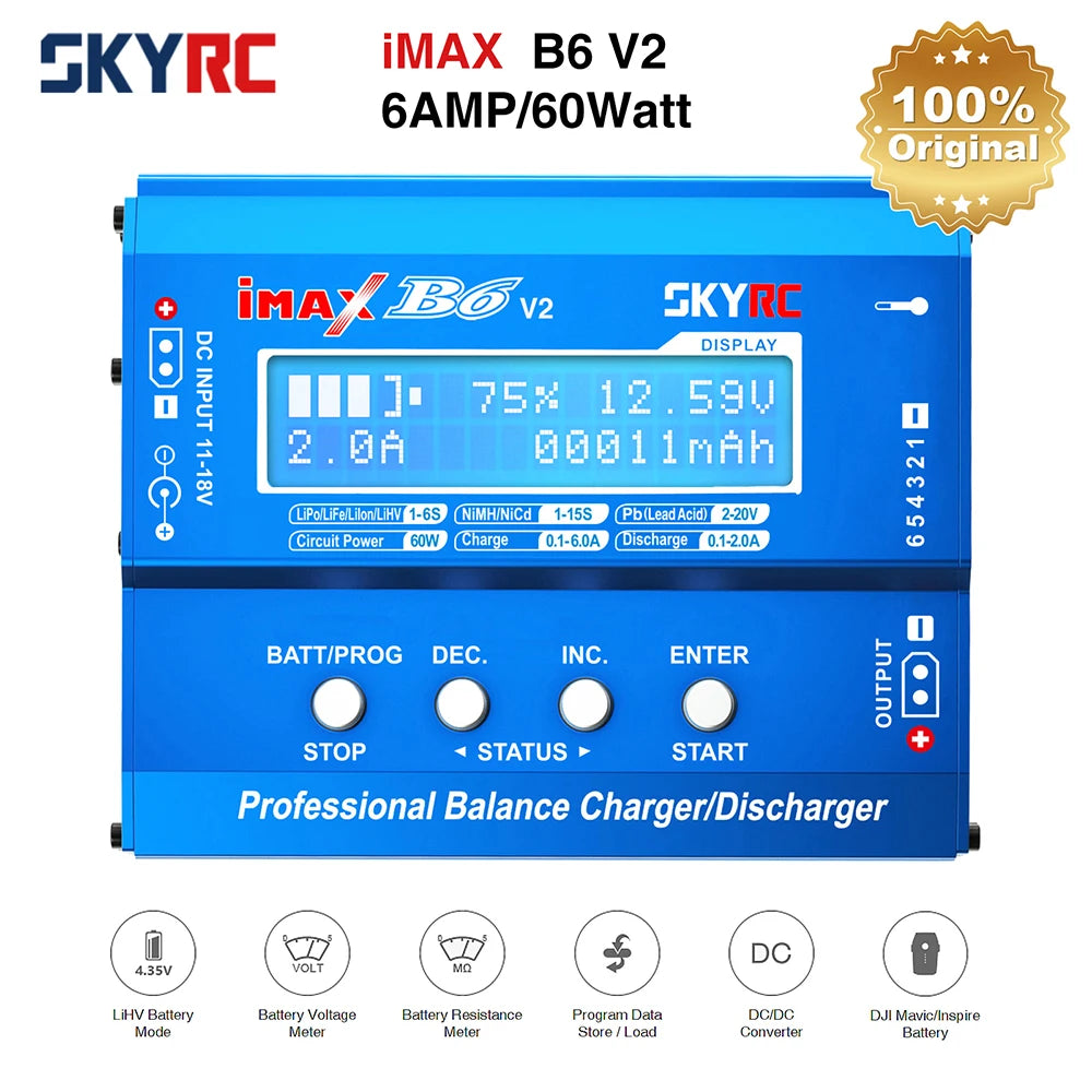 SKYRC IMAX B6 V2 6A 60W Balance Charger Discharger For NiMH NiCD LiHV NiCd Li-ion Battery Charger for DJI Mavic/Inspire Battery