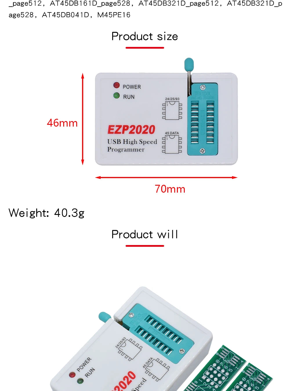 Programador USB SPI Alta Velocidad EZP2020 (Mejor que EZP2013/2010/2011) Soporta EEPROM 24/25/26/93, Flash 25 BIOS Chip