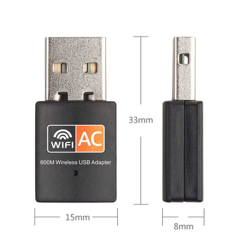 Adaptador USB WiFi 600Mbps Doble Banda (2.4G/5G) 802.11ac Mini Tarjeta Red Inalámbrica Receptor