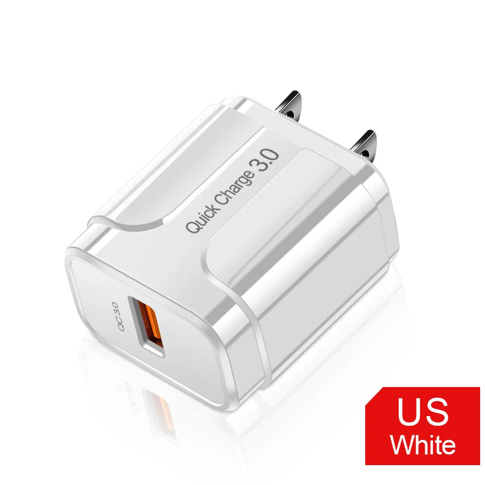 Cargador USB QC 3.0/4.0 (5V 3A) Carga Rápida Universal para Teléfonos Móviles/Tablets iPhone/Xiaomi/Samsung S20