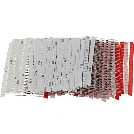 Kit Surtido Diodos Zener (0.5W / 1/2W, 2V-39V, 30 Valores x 20 Unidades) - Pack 600 Piezas