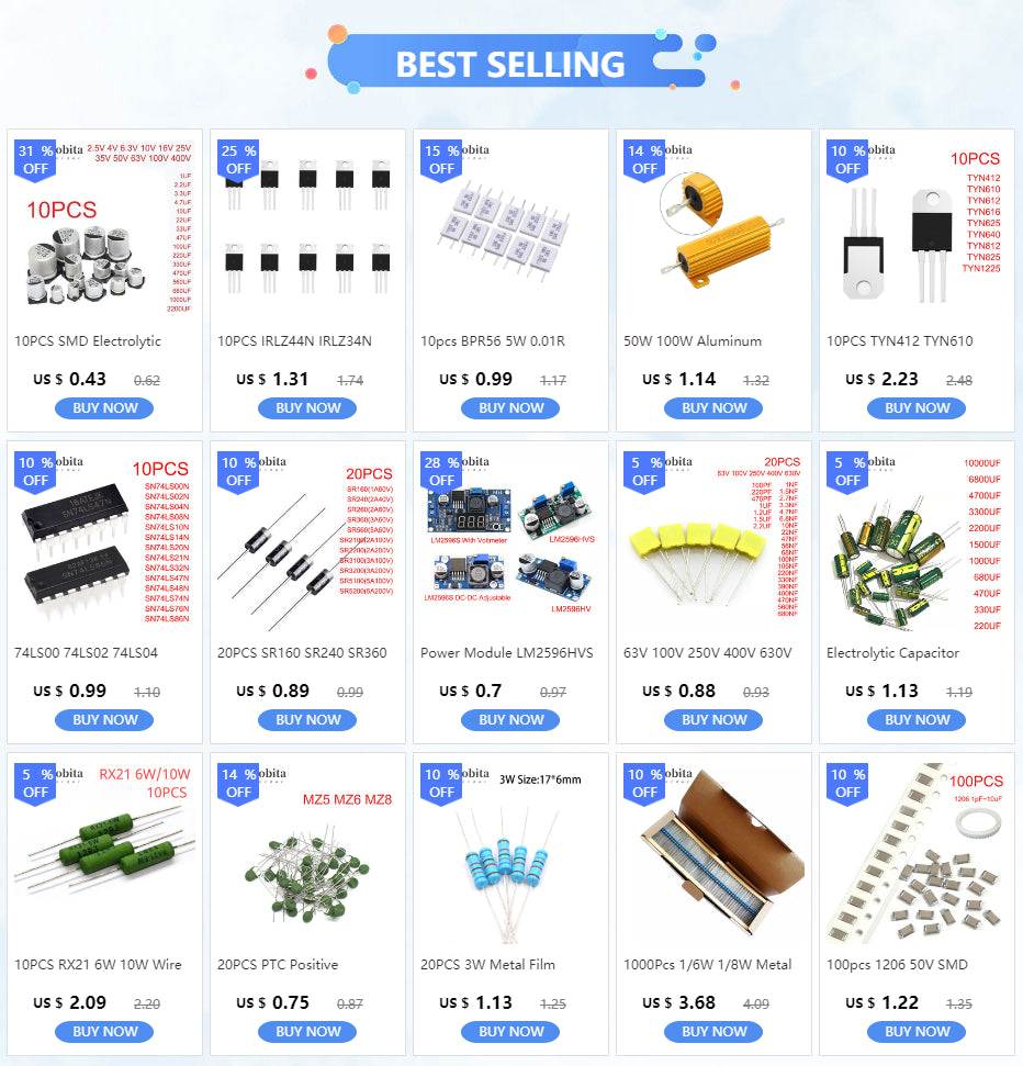 Capacitor Electrolítico SMD (22uF-2200uF, 6.3V-400V) - Pack 10 Unidades (Valores Surtidos)