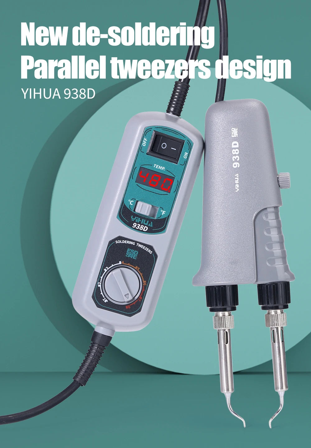 YIHUA 938D Portable Tweezers Soldering Station 110V 220V Soldering Iron Station Chip Desoldering Kit Set SMD Welding Equipment