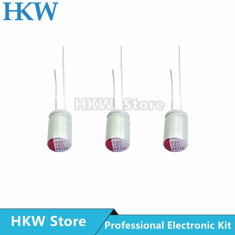 Capacitor Electrolítico Sólido DIP Bajo ESR (100uF-1000uF, 6.3V-50V) - Pack 10 Unidades (Valores Surtidos)
