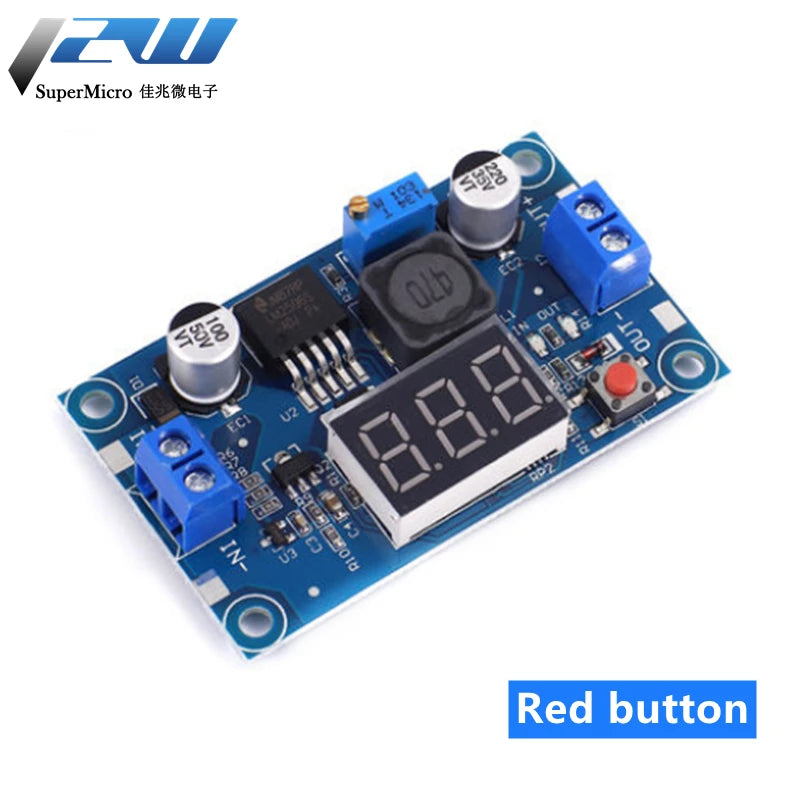 Módulo Convertidor Buck LM2596 DC-DC 3A Ajustable Step-Down con Voltímetro LED Azul