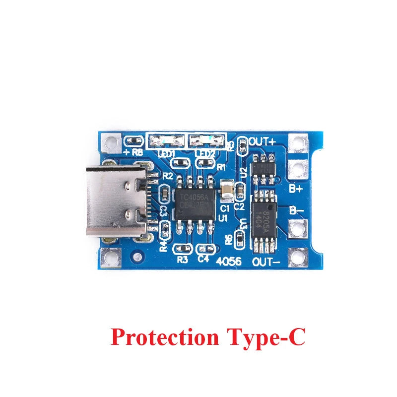 Módulo Carga Batería Litio 18650 5V 1A (USB/MicroUSB/Type-C) Controlador Solar con Protección TP4056