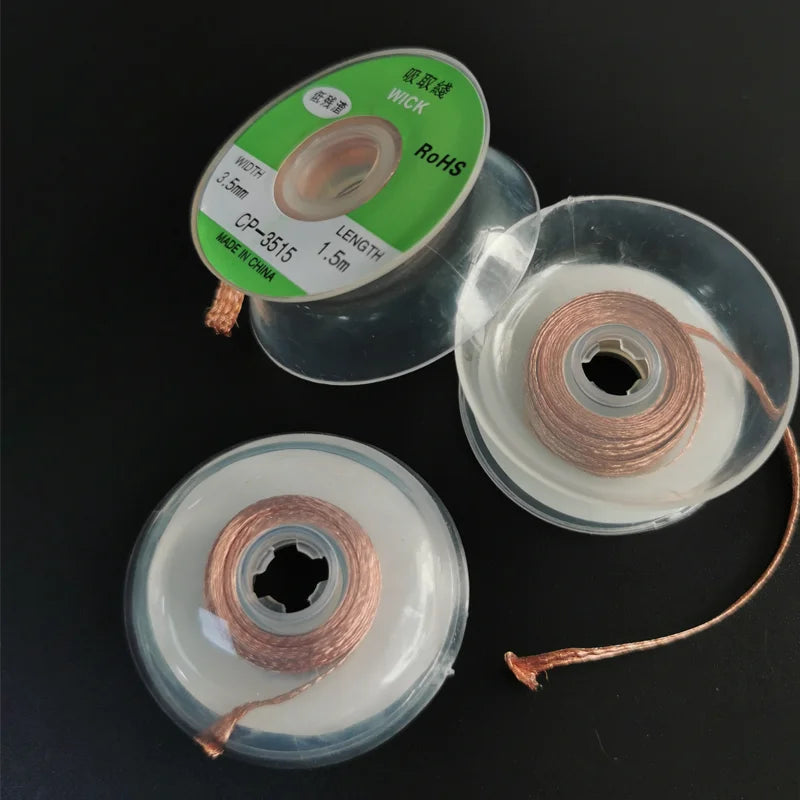 Alambre Malla Desoldadora Trenzada para Removedor Soldadura (2.0mm/3.5mm, 1.5m) Herramienta Reparación (1 Unidad)