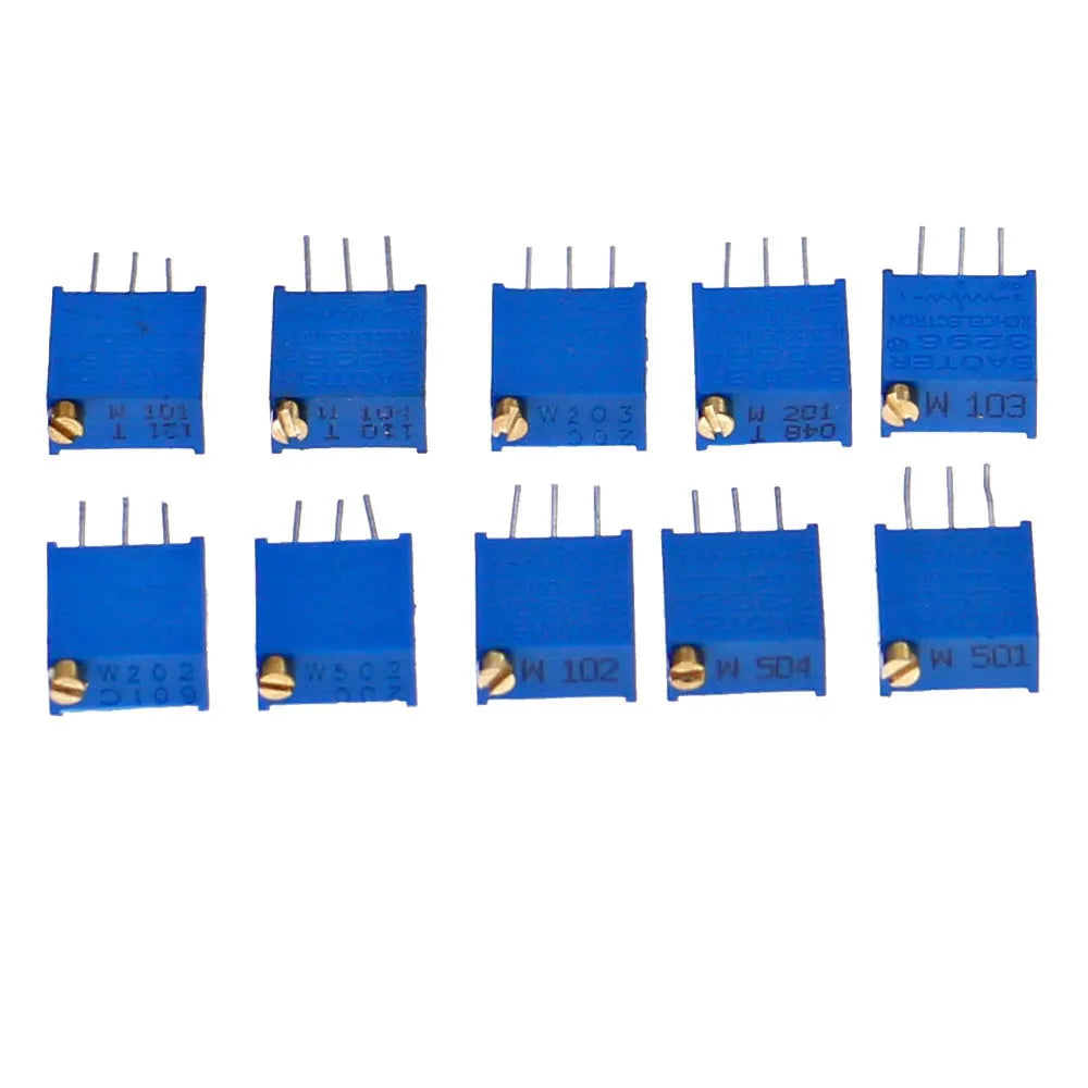 100Pcs/Box 3296W Multiturn Trimmer Potentiometer Kit High Precision Variable Resistor With Box Kit