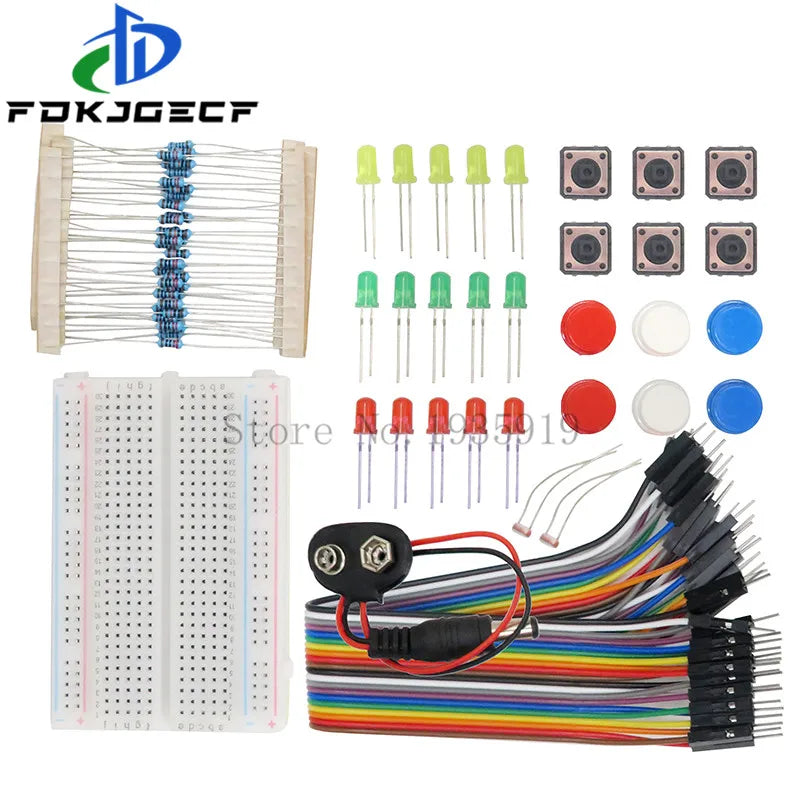 Kit Inicio para Arduino UNO R3 (Mini Protoboard, LED, Cables Jumper, Botón) para Educación Escolar/Laboratorio DIY