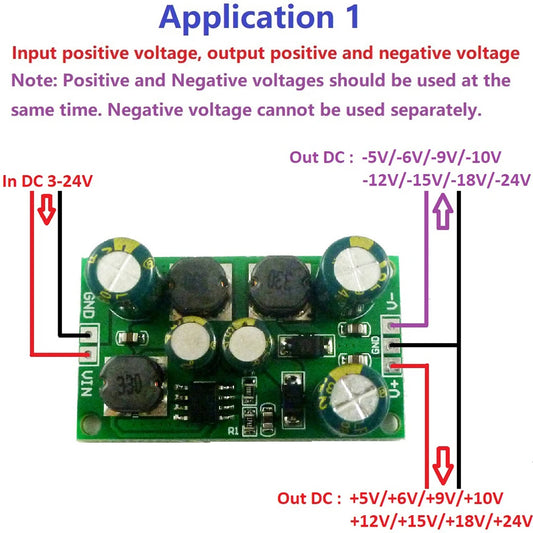 Módulo Convertidor Voltaje DC-DC Buck-Boost Salida Dual Positiva/Negativa (+/- 5V a 24V) 8W 3-24V Input