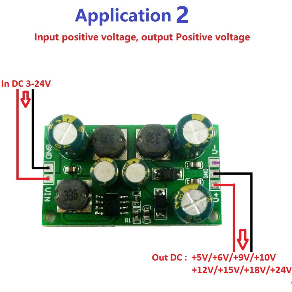 Módulo Convertidor Voltaje DC-DC Buck-Boost Salida Dual Positiva/Negativa (+/- 5V a 24V) 8W 3-24V Input