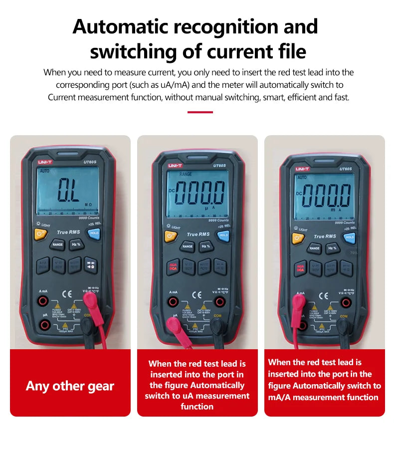 Multímetro Digital Inteligente UNI-T UT60S / UT60BT (Bluetooth) - True RMS, Tester Voltaje 1000V AC/DC, Amperímetro, Frecuencímetro
