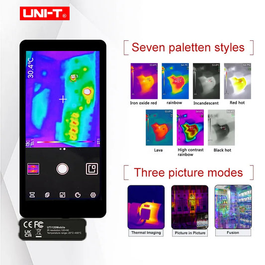 Termógrafo Infrarrojo Móvil UNI-T UTi120 USB para Android (10800 Píxeles) - Cámara Térmica Reparación Celulares