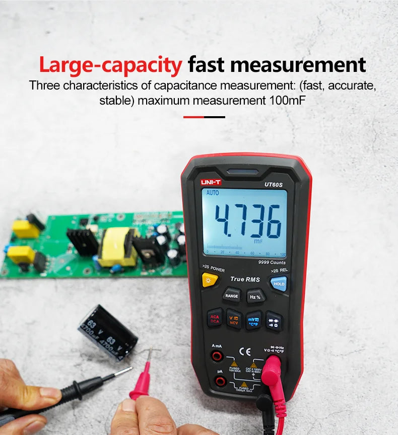 Multímetro Digital Inteligente UNI-T UT60S / UT60BT (Bluetooth) - True RMS, Tester Voltaje 1000V AC/DC, Amperímetro, Frecuencímetro